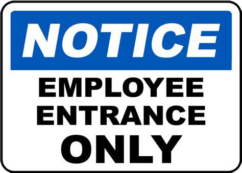 Employee Entrance Only Printable Sign